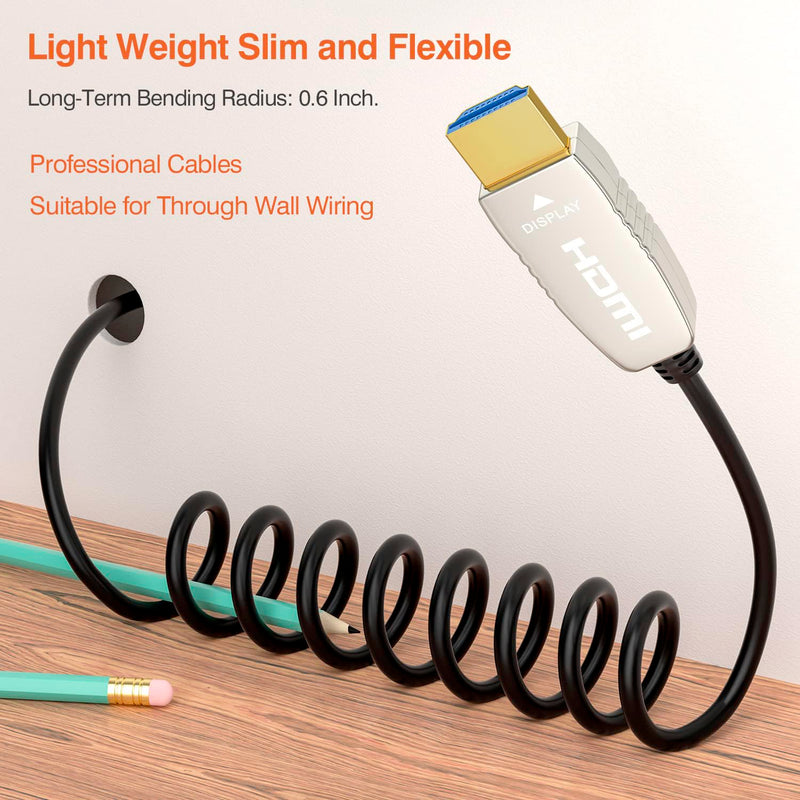 RUIPRO 4K HDMI Fiber Optic Cable 50 Feet 18Gbps 4K@60Hz ARC HDR10 Ultra Slim Flexible HDMI 2.0b Cable 50FT