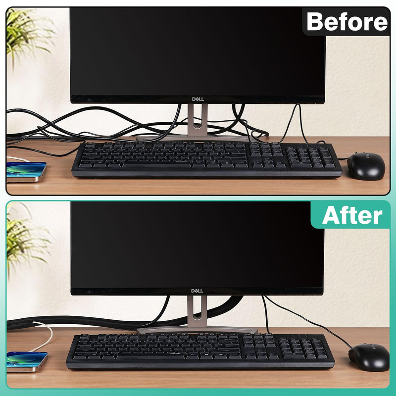 Dog and Cat Cord Protector 10ft - 1inch, Flexible Cable Sleeve for Easy Cord Management, Protects Cables from Pets Chewing, Ideal for USB, Power, Audio and Video Cords - Black 1"-10ft