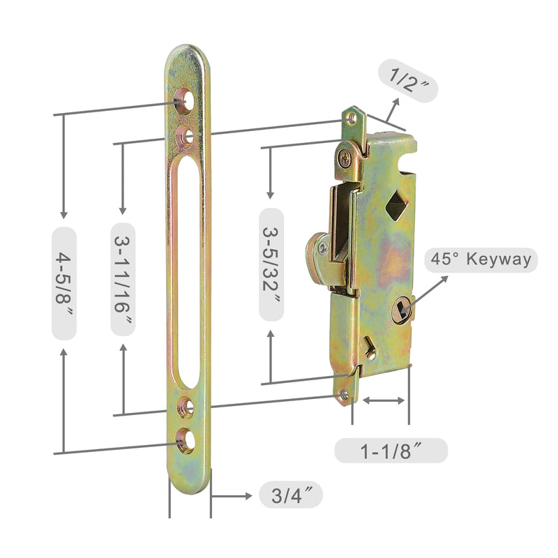 MaxxGeek Sliding Patio Door Handle Set with Mortise Lock, Zinc Diecast, Offset Thumbturn, Fits 1-5/8" to 1-3/4" Door Thick, 3-15/16" Hole Spacing, Non-Handed, White White Diecast w/ Mortise Lock