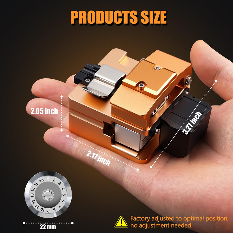 S09 High Precision Optical Fiber Cleaver – 16-Port Tungsten Steel Blade, 58,000 Cuts, 3-in-1 Fixture for 0.25/0.9/2.5-3.0mm Fibers, Automatic Reset, CNC Aviation Aluminum for FTTH & Splicing