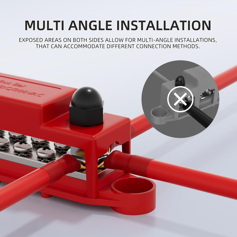 Bus Bar 12V 275A Power Distribution Block 2 x 3/8" (M10) Terminal Studs and 10 x #10 Screws Terminals Positive and Ground Battery BusBar 2 x 3/8" Studs and 10 x #10 Screws