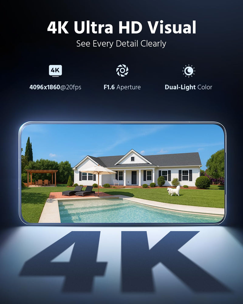 ANNKE FCD800 4K 8MP Dual Lens PoE Security Camera, 180°Panoramic View, Smart Dual Light Color Night Vision, Two-Way Audio, Light&Sound Alarm, AI Human/Vehicle Motion Detection, IP67 Weatherproof 1pcs