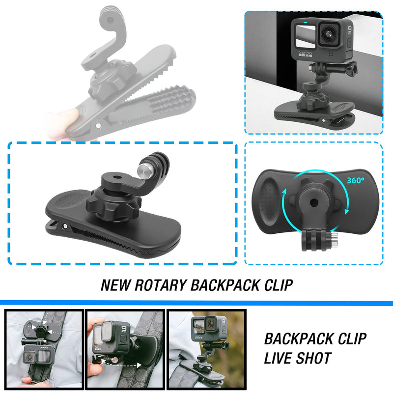 Accessories Kit for Insta360 One X3 X2 X RS R GO 2, Head Strap Mount + Chest Mount Harness + Backpack Clip Holder + 360°Rotating Wrist Strap Compatible for GoPro Hero 12 11 10 9 8 7 Chest Mount Harness for Insta360