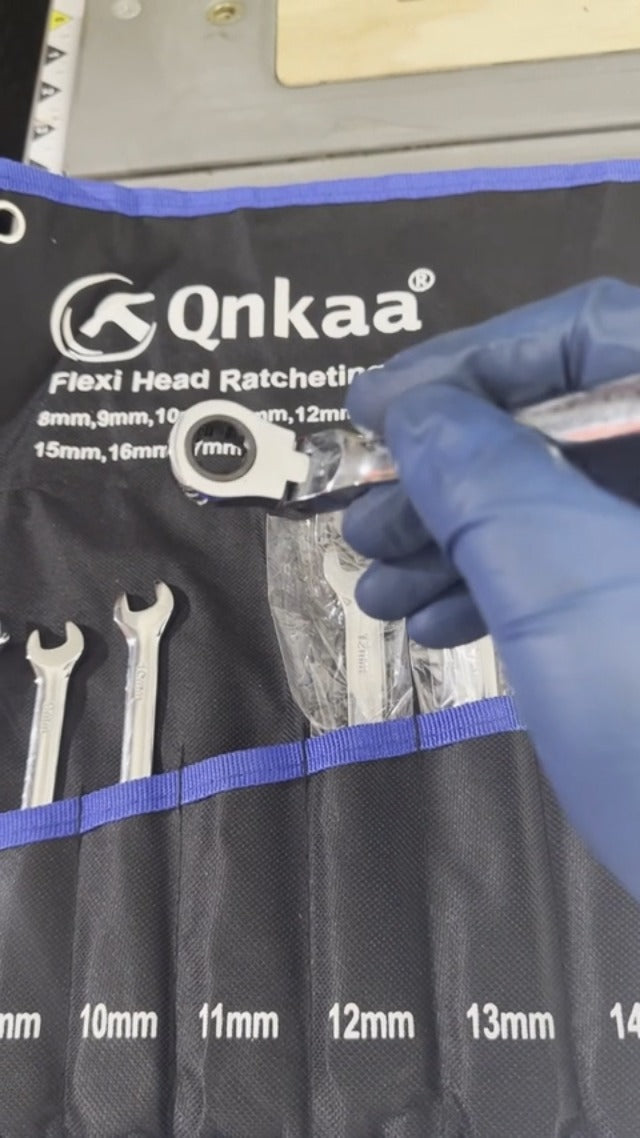 Qnkaa Flexible Ratchet Wrench Set 8pcs 9-17mm Spanner Gear Ring Metric 8pcs