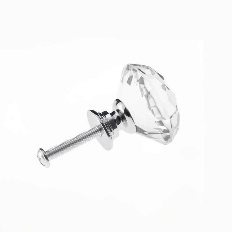 YourGift 30 Pack Drawer Knobs Diamond Shaped Crystal Glass 30mm Cabinet Knobs Pull Handle (30 mm, 30 Pack, Silver) 30 mm, 30 Pack