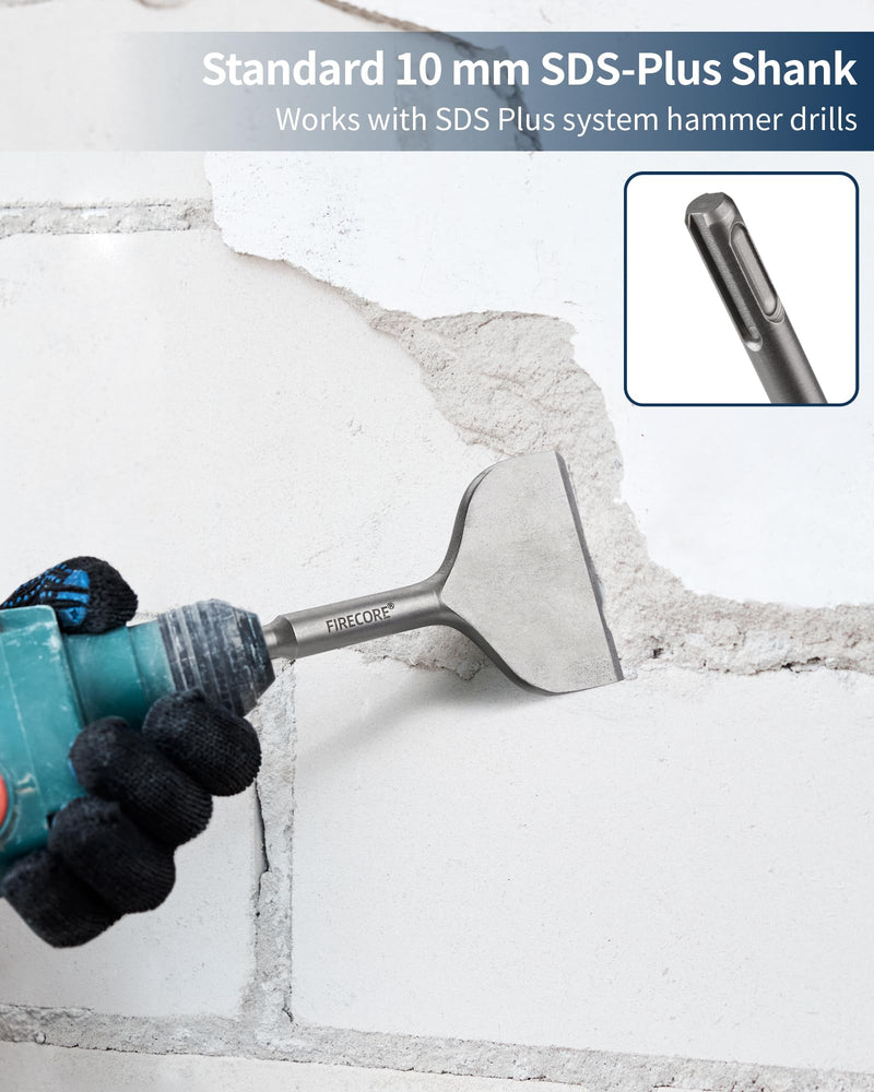 Firecore 2Pcs SDS Plus Chisel 3-In Wide Cranked Angled Bent Tile Removal Chisel Tool(3" X 6.5") FS18365