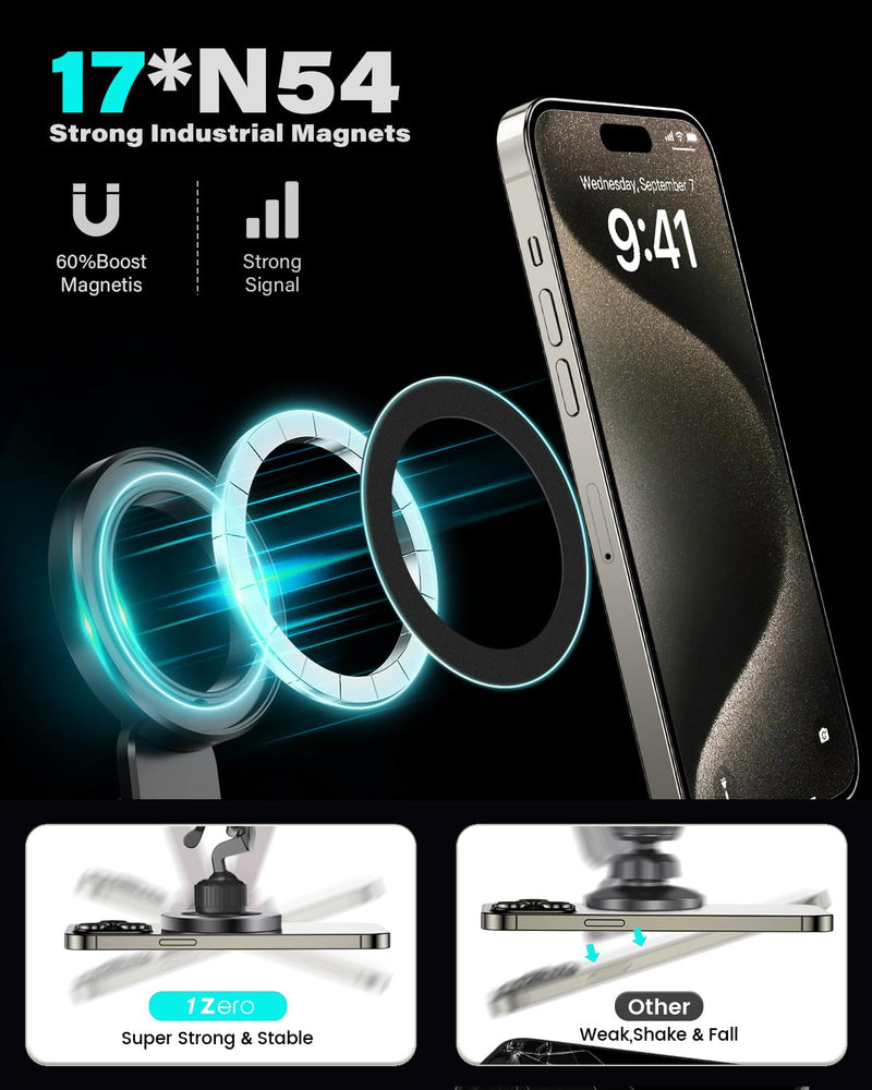 1Zero for Magsafe CD Phone Holder for Car [17 Strong Magnets] Magnetic Phone Mount Hollow Socket CD Player Phone Mount for Pop Grip Ring Holder Magsafe Case iPhone 15 14 13 12 Series