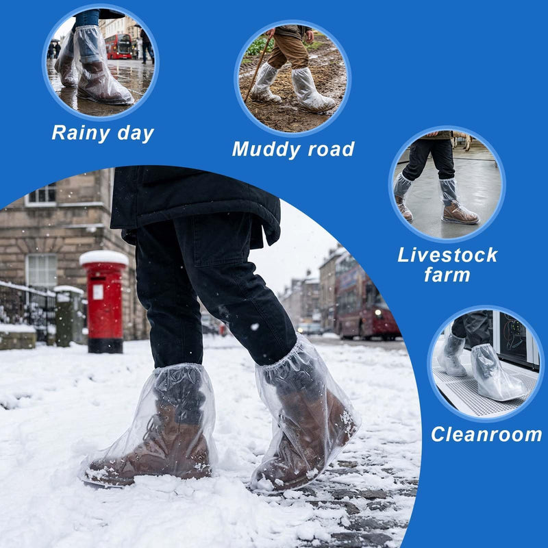 25 Pairs Transparent Overshoes Non-Slip 30 x 38 cm Overshoes Boot Covers for Men and Women Overshoes Non-Slip Overshoes Suitable for Outdoor Camping