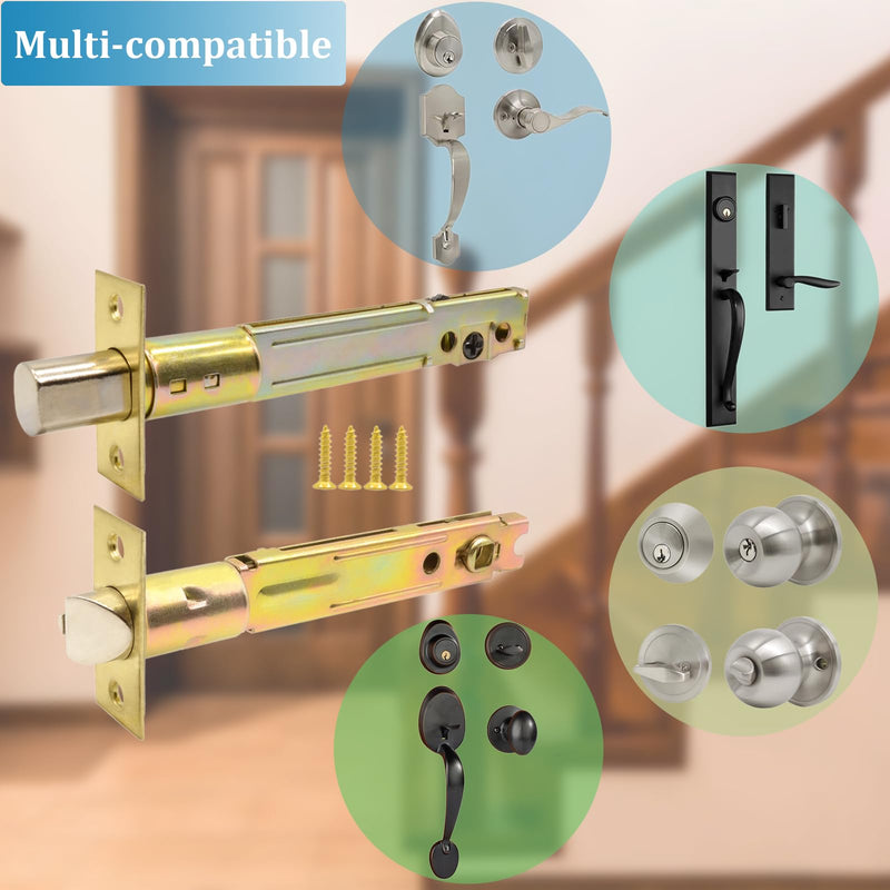 5-Inch Deadlatch & Deadbolt Latch Combo Door Lock Replacement Parts with Square Interface Fit 5 Inch Backset Standard Entry Doors Knobset or 90°Rotation Leverset, Polished Brass 5" Latch Combo