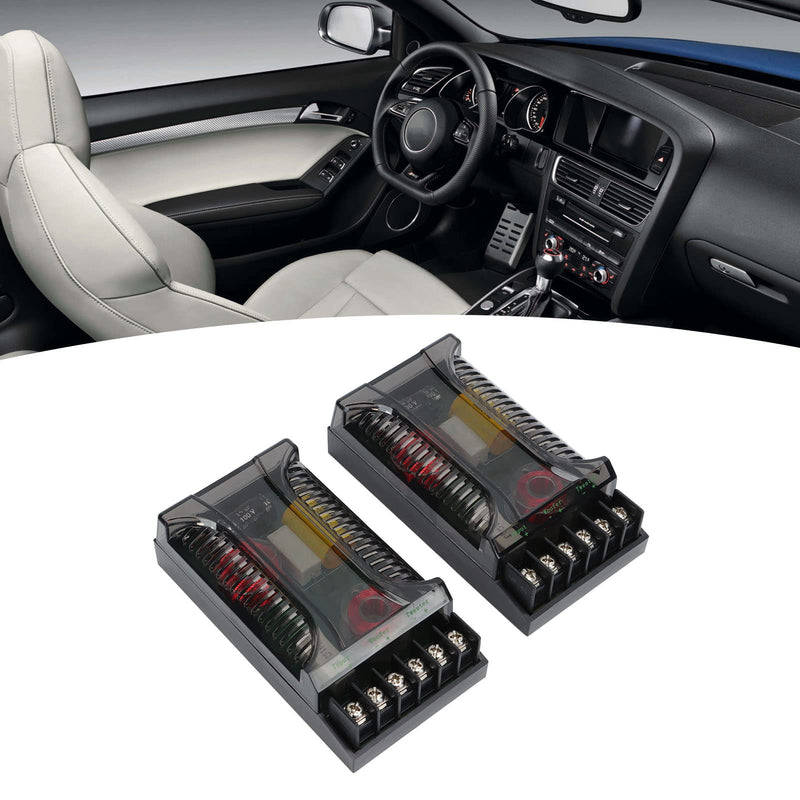 2Pcs Car Audio Passive Crossover, 2 Way Car Audio Crossover Overcurrent Protection Universal Heat Dissipation Speaker Frequency Divider