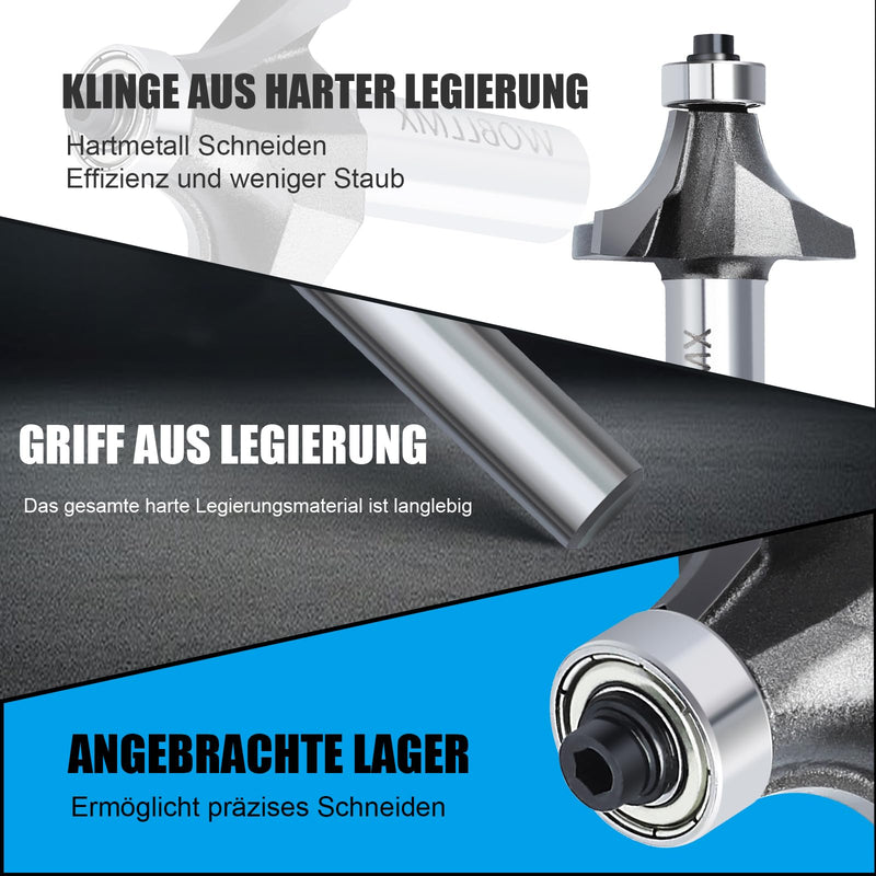 12 mm Shank Rounding Cutter, Radius 20.5 mm, with Ball Bearings Top Carbide Blade Handy Durable and Sharp for Woodworking DIY at Home R-20.5mm 12 mm shaft