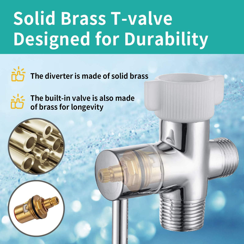 BARROCK Handheld Bidet Sprayer Set for Toilet, Portable Bathroom Bidet Seat Attachment, Hang or Wall-Mount Shattaf Kit for Hygienic or Cleaning with Brass T-Valve Explosion-Proof Hose Brushed Nickel