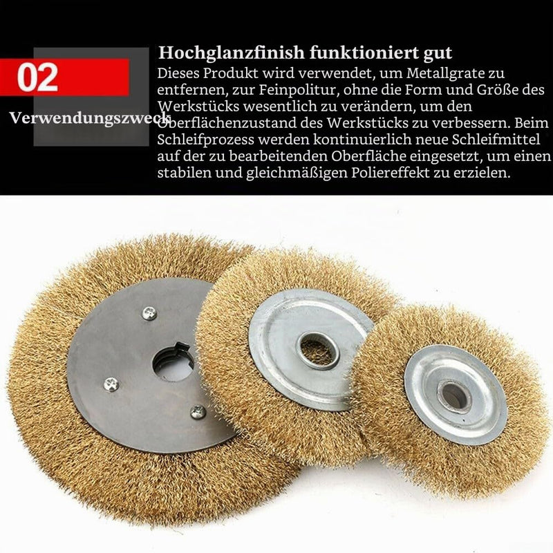 Professional Soft Brass and Copper Wire Polishing Brush, High Quality Finish and Efficient Performance (100mm x 16mm) 100mmx16mm