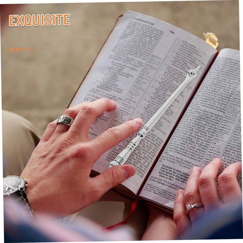 Jewish Bible Reading Pointer Tool - Elegant Silver Metal Finger Yad for Bar Mitzvah Torah Reading and Home Use - Ergonomic Design for Efficient Reading