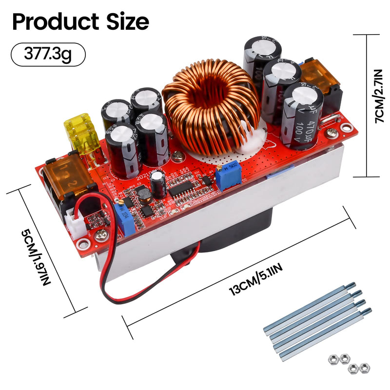 Aideepen 1800W 40A DC-DC Boost Converter, step-up converter constant power supply module 10-60V to 12V-90V
