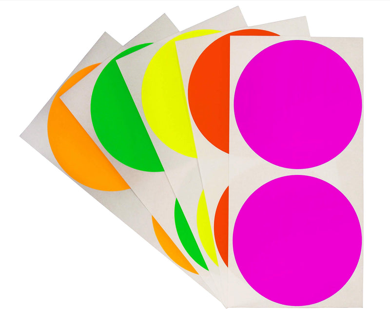 ChromaLabel 3 Inch Round Label Permanent Color Code Dot Stickers, High Visibility for Warehouse Inventory, 100 Stickers per Pack, Fluorescent Kit