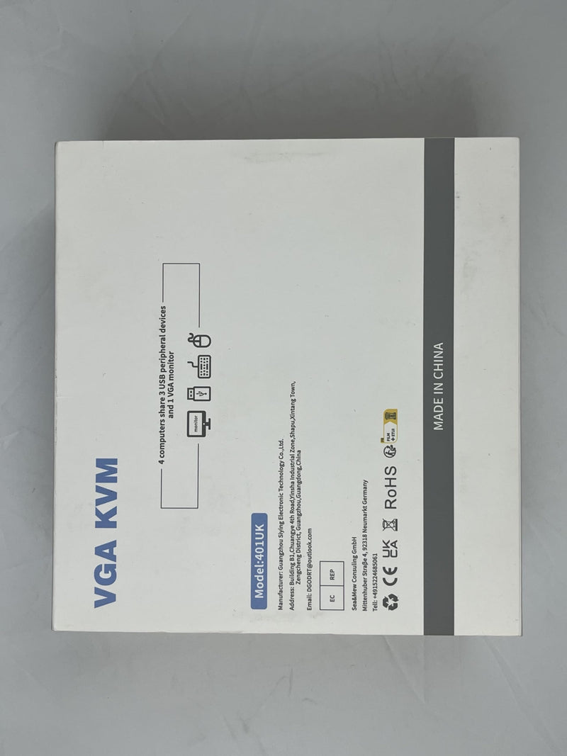 VGA KVM Switch 4 Port, USB VGA KVM Switcher for 4 Computers Share 1 Monitor 3 USB Devices Keyboard Mouse Scanner Printer, Including 4 KVM Cables & Desktop Control 4 Port VGA KVM