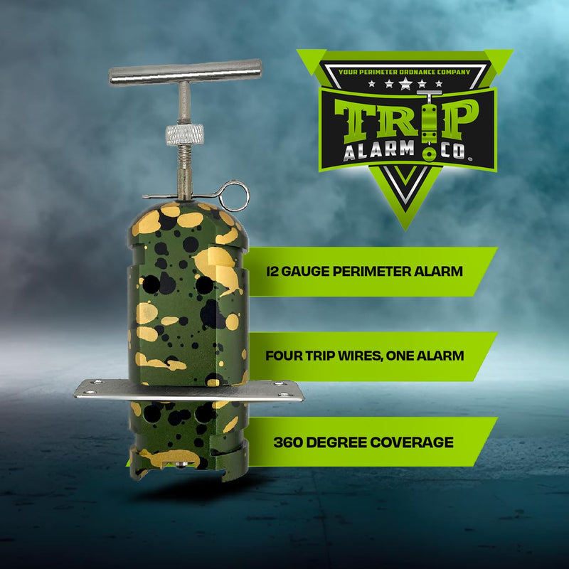 Trip Wire Reel and Trip Alarm Bundle Set - 12 Gauge Quad 3.0-85 ft Kevlar Reusable 50 lb Reels - Perimeter Defense Device 360° Coverage Warning Security for Camping Safety 2 Pack Reel Olive Drab