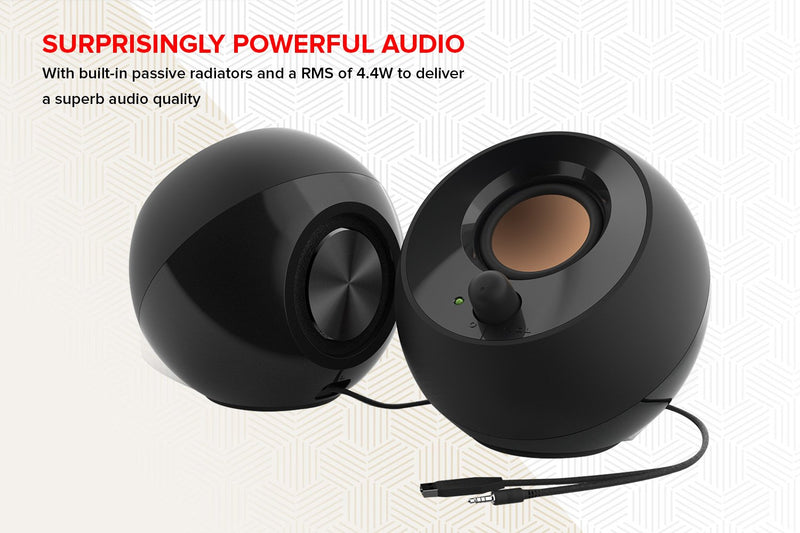 Creative Pebble 2.0 USB-Powered Desktop Speakers with Far-Field Drivers and Passive Radiators for PCs and Laptops (White) White