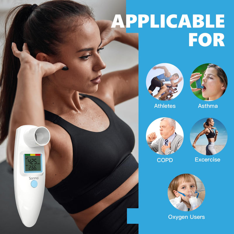Peak Flow Meter for Adults Children Digital Spirometer for Asthma COPD PEF FEV1 Monitor
