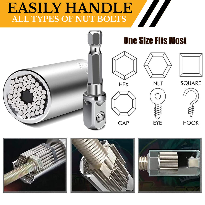 Stocking Stuffers for Adults Men, Gifts for Men Universal Socket Tools White Elephant Gifts Dad Gifts, Christmas Gifts for Men Who Have Everything Dad Boyfriend Husband Tools for Men Cool Gadgets Silver