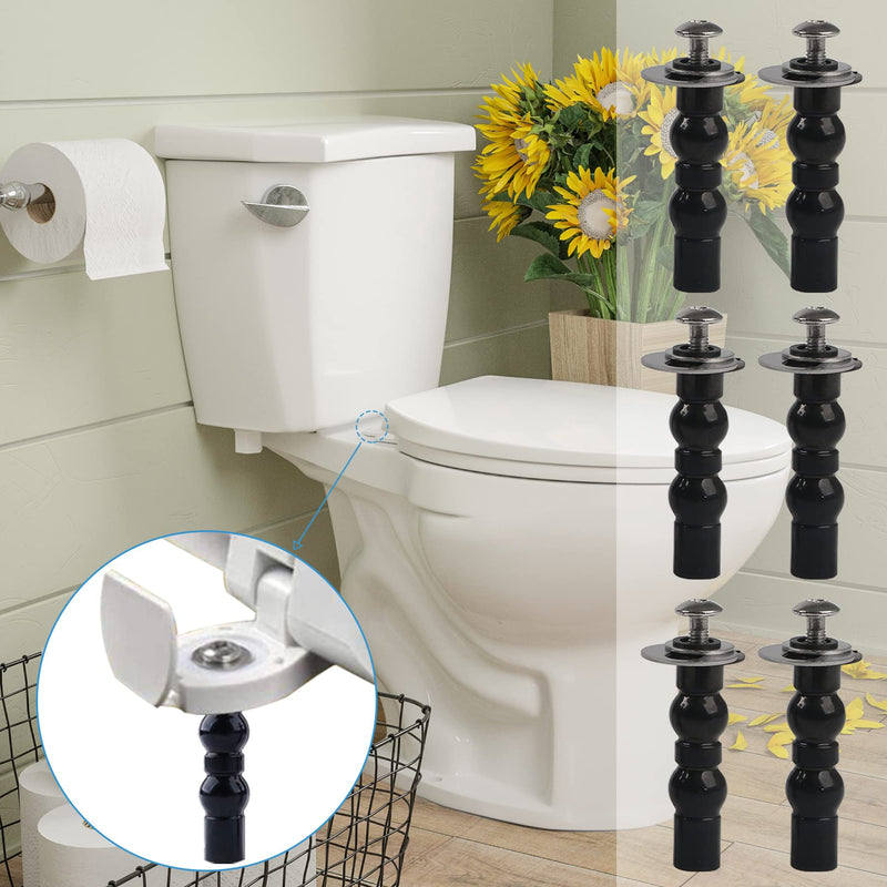Hibbent 6 Pack Universal Toilet Seat Hinges Screw - Blind Hole Fixings Expanding Rubber Top Fix Nuts for Top Mounting - 3 Pairs With Two Expandable Ball