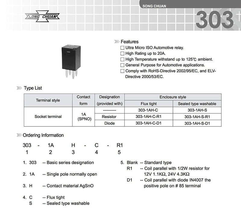 Automotive Purpose Relays 303-1AH-C-R1-U01-12VDC SPNO 20A 12VDC for Polaris RZR Slingshot Ranger Sportsman Cooling Fan Relay (4 Pack) 4 Pack