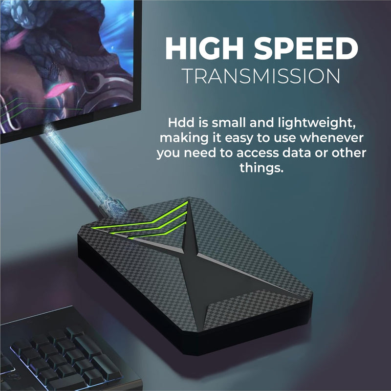 1TB External Hard Drive Portable USB 3.0 External HDD with RGB Light – High-Speed Data Transfer Data Storage Drive Compatible with PS3, PS4, Desktop, Laptop, Gaming Consoles, and More 1TB