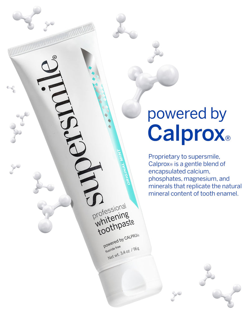 Supersmile Fluoride-Free Whitening System, Original Mint, Sensitivity-Free | 3.4 Oz Toothpaste + 3.6 Oz Accelerator, Whitens 6 Shades in 7 Days, RDA 65 Low Abrasion, Veneer Safe, Calprox® Powered
