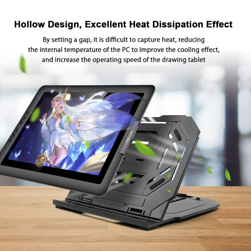 Drawing Tablet Stand, Laptop Stand for Tablet Display, 9 Levels Adjustable Angles with a Built-in Phone Holder, for 12-17 inch Drawing Tablet, Smartphones Grey