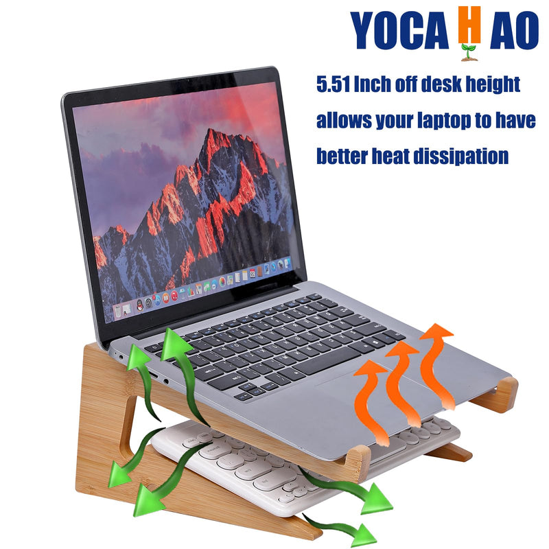 Wooden Laptop Stand Vertical Laptop for 13-18.6in Bamboo Stand for Desk,Laptop Stand Compatible with MacBook Air Pro/Dell XPS/Surface pro/HP/Pixelbook/Lenovo,More Laptops