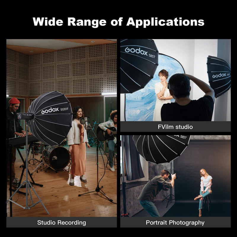 Godox S65T 25.6" 65cm Umbrella Softbox Bowens Mount Quick Release Small Softbox with Diffuser for Photography Shooting Continuous Light Strobe Flash 25.6"