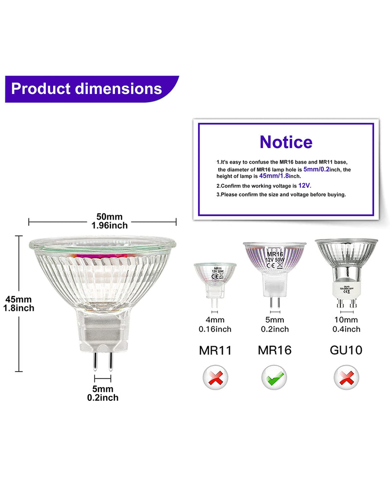 Jaenmsa MR16 halogen bulb, halogen 12V 35W, GU5.3 halogen spotlight 2700K warm white, MR16 halogen lamps dimmable, halogen reflector light bulb bi-pin, ceiling light bulbs 420LM pack of 6 MR16-35W-6P