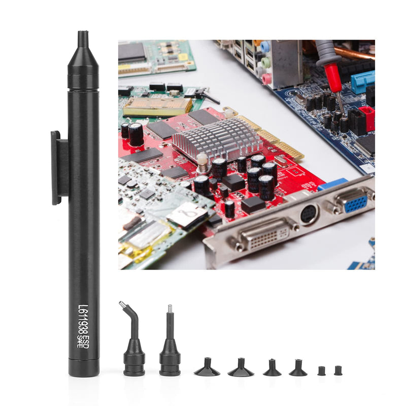 Vacuum Suction Pen, Manual Solder Sucker, Suction Pick Up Tool, Solder Pick Up Tools Set with 2 Tips and 6 Suction Cups for IC SMD SMT Precision Small Electronic Components