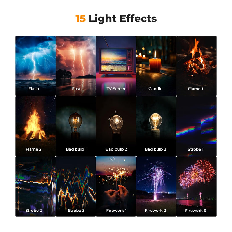 K&F CONCEPT Bi-Color LED Video Light, 2000mAh Rechargeable Portable Camera Lights, CRI 96+, 2500K-9900K, 15 Light Effects, Photography Lighting for Vlogging, Selfie, Black