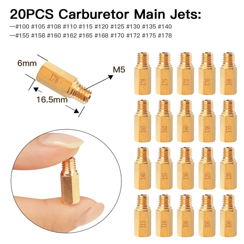 40PCS Carburetor Main Jet Slow Pilot Jet Kit, Include 30pcs Main Jets and 10pcs Slow Pilot Jet for PWK Keihin OKO CVK Crab,Replace #SCL-2018090002-ZH-T-01/02 SCL-2018090001/03-ZH-T-01