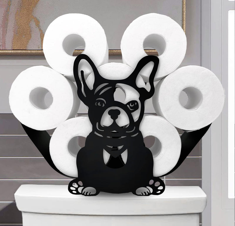 Metal Dog Paper Holders,Funny Black Animals Paper Storage Holders Stand for Indoor Bathrooms Kitchen,Novelty FreeStanding Toilet Rolls Storage Fit 8 Rolls,Practical and Convenient Dog 14.3"lx 4.7"wx9.7"h