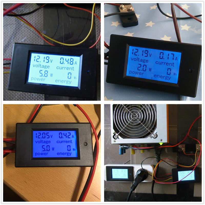 Ketotek Ammeter Voltmeter DC 6.5 ~ 100 V, Volt Ampere Watt KWh Meter | DC Ammeter Voltmeter Digital Voltage Meter Energy Meter Power Meter Wattage Meter for Solar Car 100A Multimeter