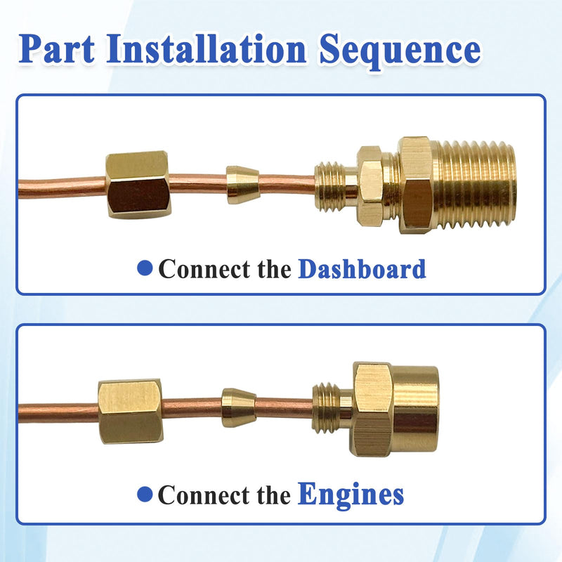 72'' Oil Pressure Gauge Tubing Kit, Set of Copper Tube and Threaded Parts, Universal Fit