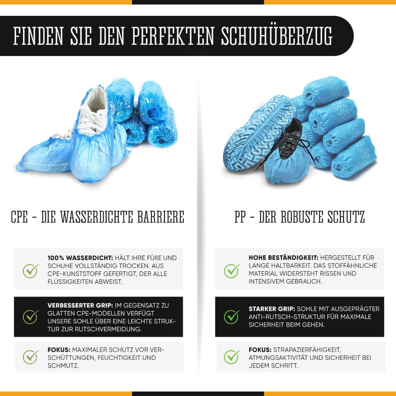 Disposable Shoe Covers Pack of 100 Polypropylene - Waterproof, Strong and Reliable, PP Overshoes Ideal for Home, Clinic, Laboratory and Outdoor, Overshoes Easy to Put on and Take Off 100 pieces