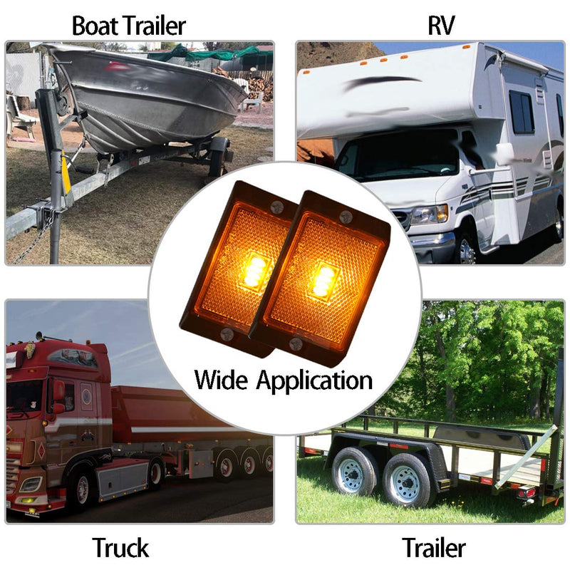 CZC AUTO LED Amber Side Marker Lights Sealed Submersible LED Clearance Reflector Lamps Waterproof Trailer Running Lights for 12V Boat Trailer Truck Marine RV (2 pack) 2