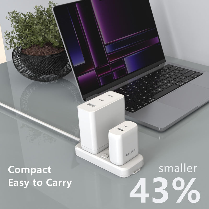 65W USB C Charger, Fast Charger Block 2-Port Power Adapter for MacBook Pro/Laptop/iPhone 15 Smart Phone/Tablet/Monitor/iPad Pro/Galaxy/Pixel with 6.6 ft USB-C Cable Dual Port Charging Qackenm