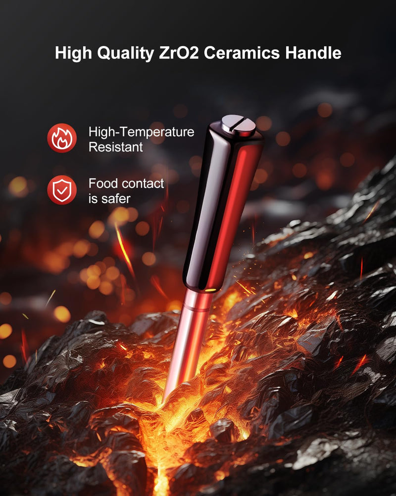 Bluetooth Meat Thermometer Wireless Probe for Smoker 500ft, Fitflavor Digital Grill Meat Thermometer Wireless for Grilling BBQ Cooking Oven, Rechargeable Batterry, IP67 Waterproof Contemporary-FNT11-1