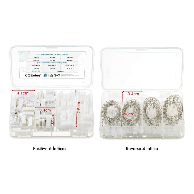 CQRobot JST XH 2.54mm Pitch 5 Pin / 6 Pin / 7 Pin JST Male Plug, Female Socket Housing and T-Crimp Terminal Kit 60 sets/480 pieces JST connector adapter cable assembly. JST-XH2.54 XH 5P/6P/7P
