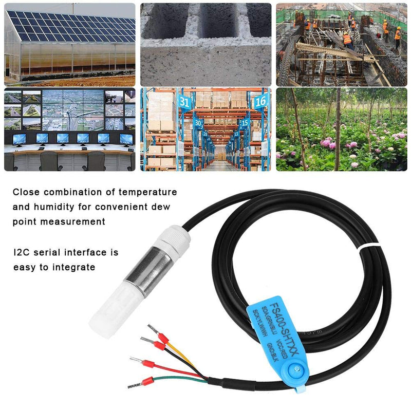 Dustproof FS400-SHT3X Digital Soil Temperature Humidity Sensor Probe Made of Stainless Steel and Plastic Housing with I2C Output(SHT31) SHT31