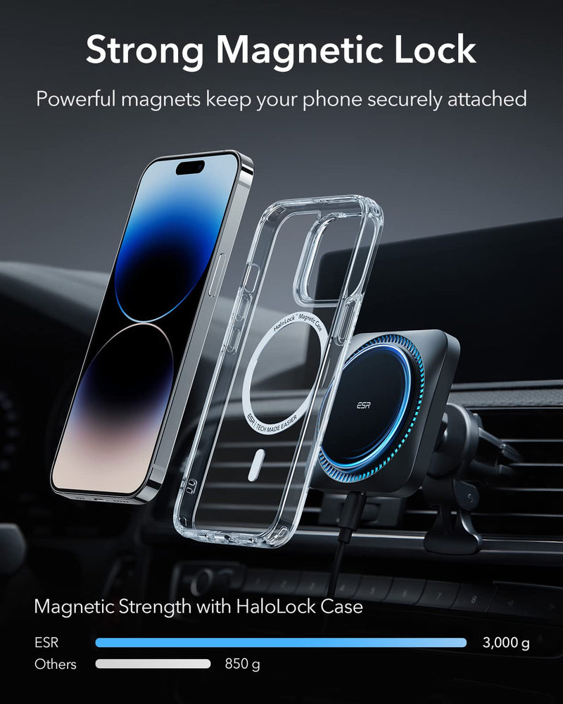 ESR for MagSafe Car Mount Charger with CryoBoost, Magnetic Wireless Car Charger, for MagSafe Car Charging, for iPhone 17/16/15/14/13/12, S25, Fast Phone Cooling Charging Set,36W QC 3.0 Adapter Upgraded Car Charger Set