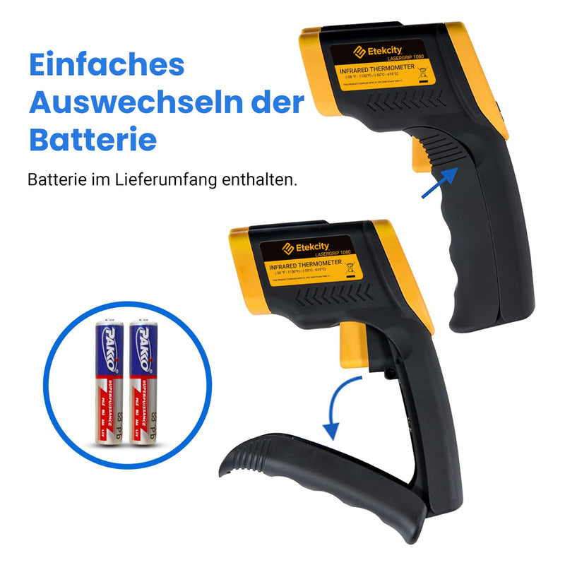 Etekcity Infrared Thermometer -50 ~ +610 °C, IR Pyrometer Temperature Meter | Digital IR Pyrometer Temperature Meter, LCD Lighting (Not for People) for Cooking/Pizza Oven/Freezer/Industry -50 ~ +610°C