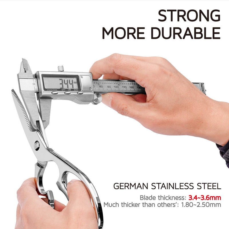 Come Apart Kitchen Shears by WELLSTAR, Multi-purpose Heavy Duty German Stainless Steel Food Scissors for Cutting Meat Poultry Chicken Vegetable, Durable One Piece Construction, Mirror Finish