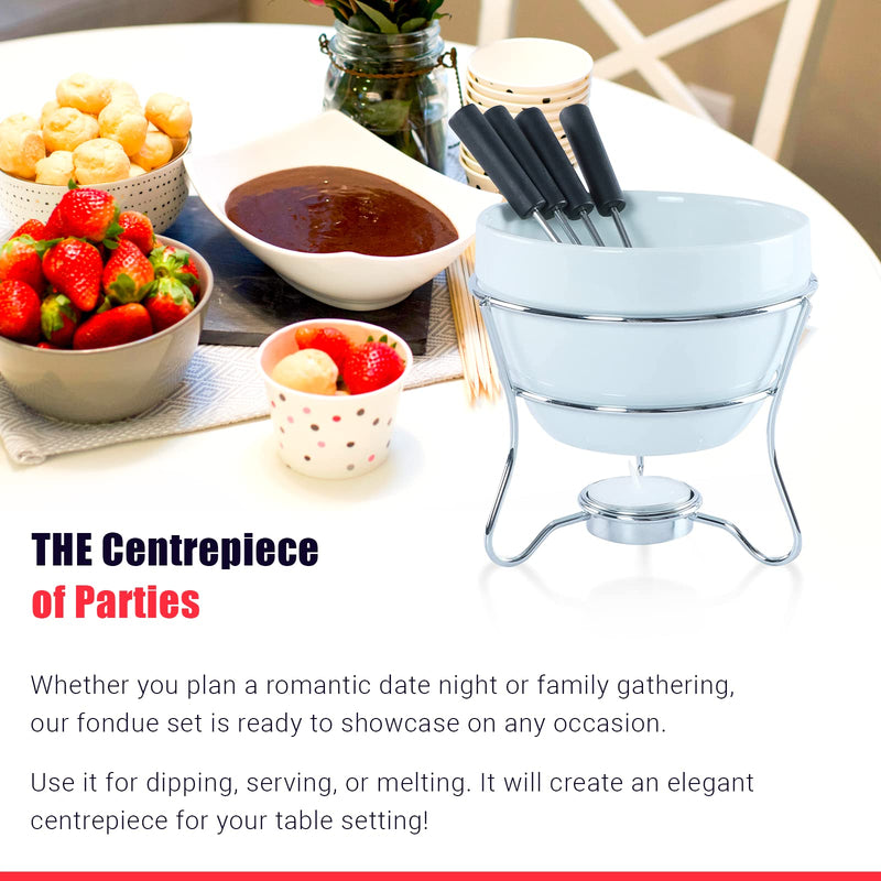 Chocolate Fondue Pot Butter warmer Bowl Set with 4 Dipping Forks & Tea Light Holder – For the Perfect Melted,Chocolate & Cheese Serving fondue set valentines day gifts (1) 1