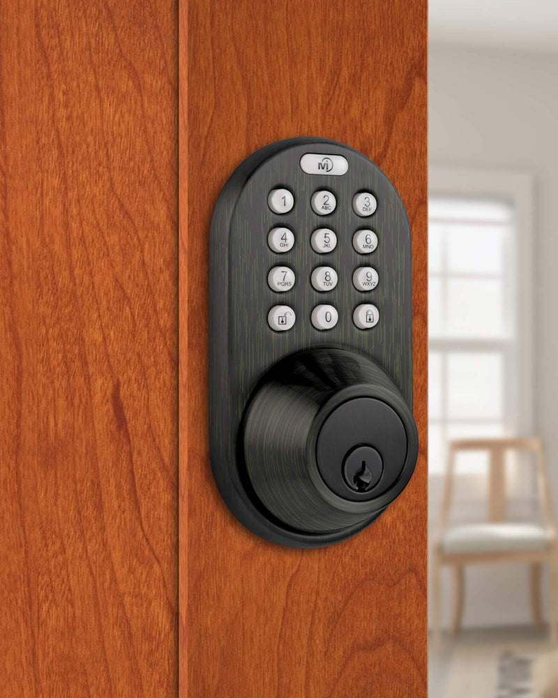 MiLocks TF-02OB Digital Deadbolt Door Lock with Electronic Keypad for Exterior Doors, Oil Rubbed Bronze